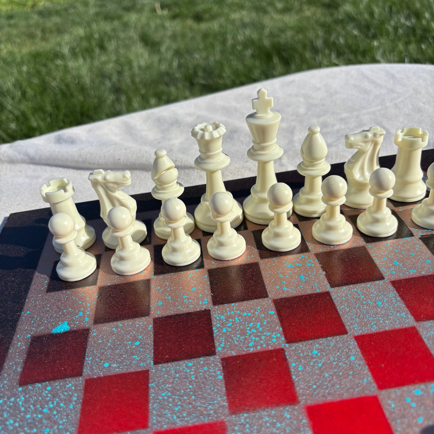 Speckled Golden Red - Painted Chess Set
