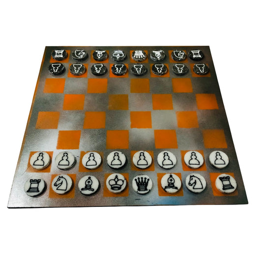 Rustic Orange - Painted Chess Set