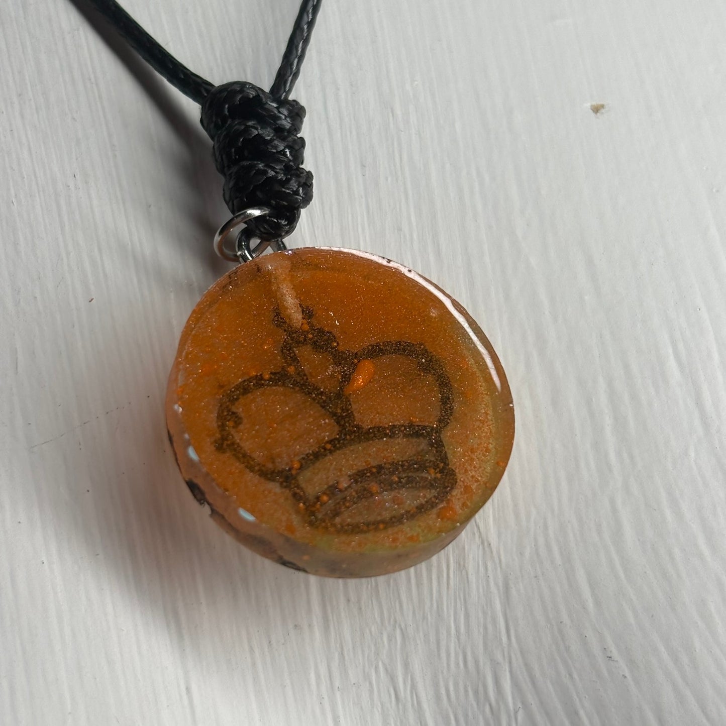 Spotted Orange King - Handmade Resin Chess Necklace