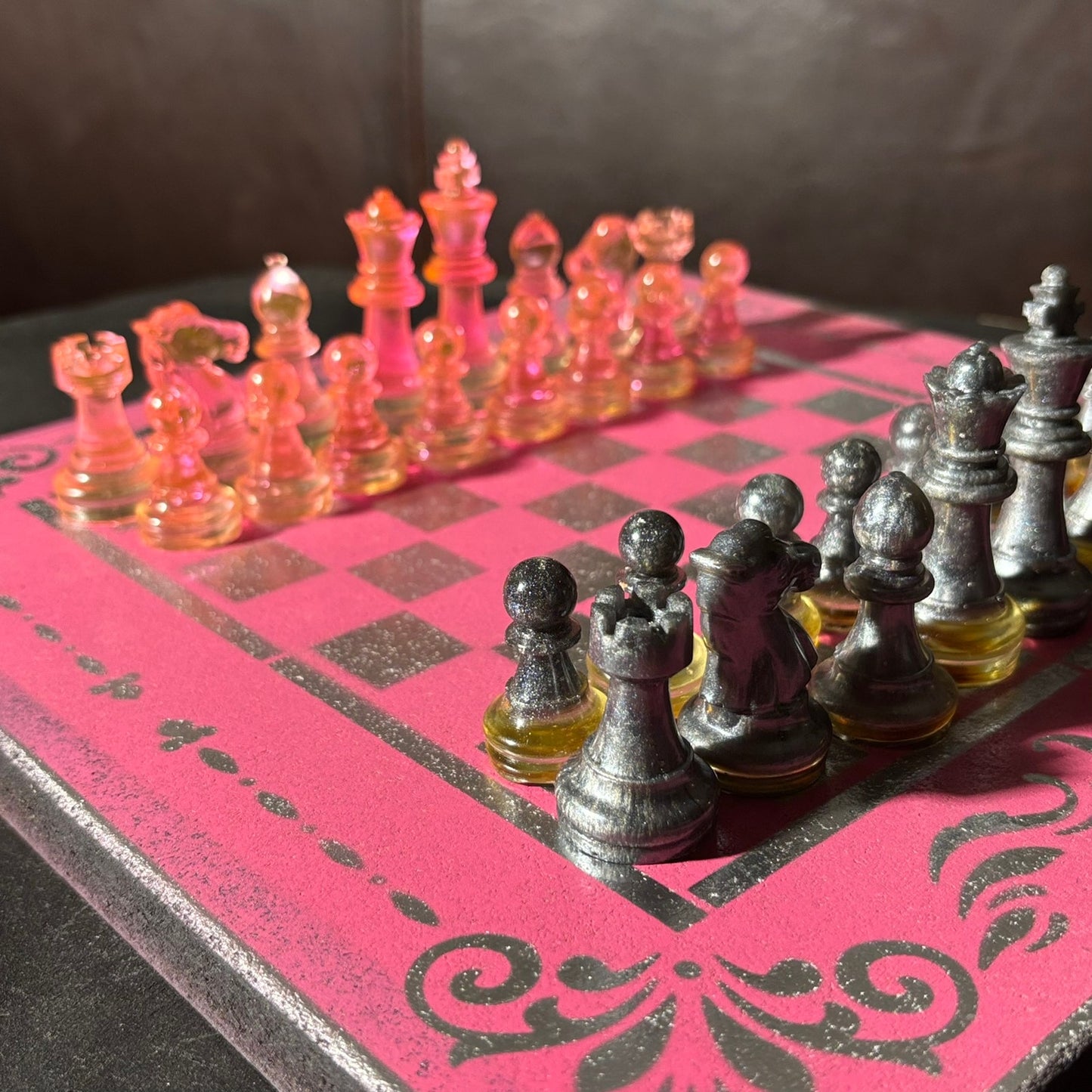 Chrome Pink - Painted Chess Set
