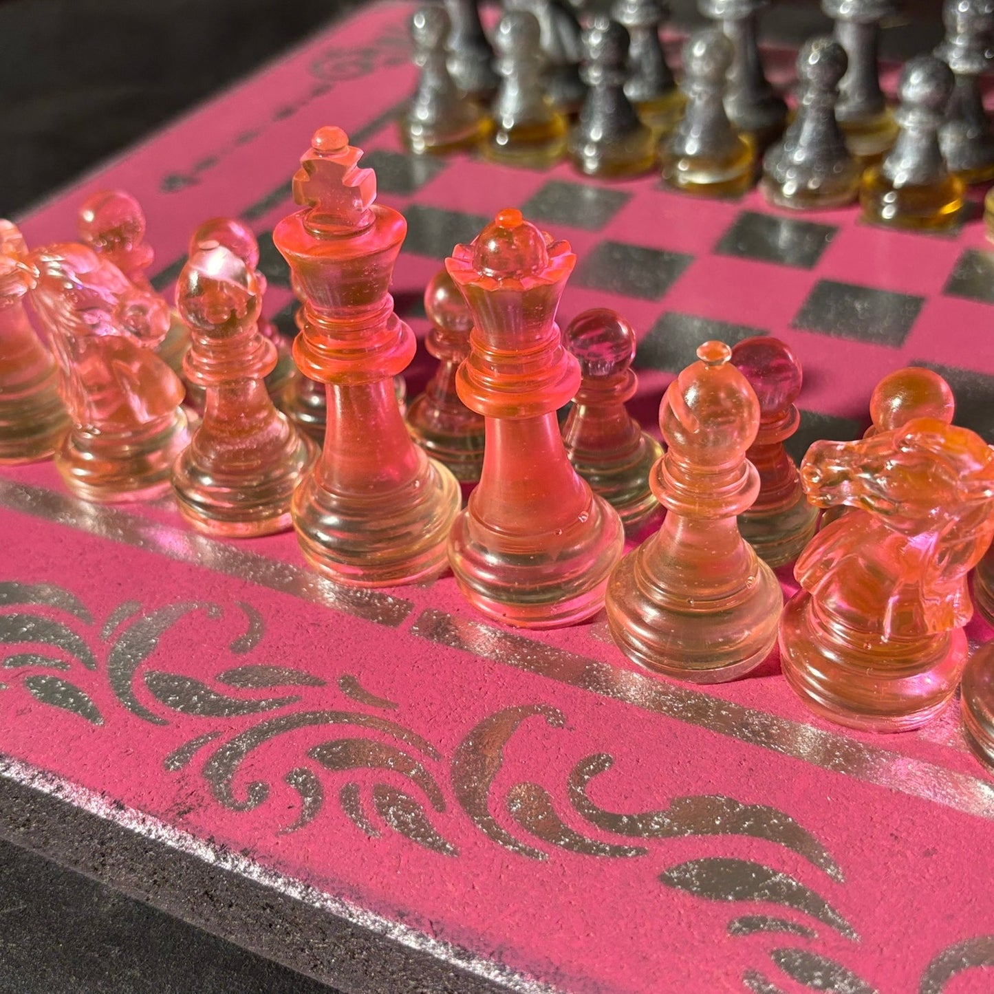 Chrome Pink - Painted Chess Set