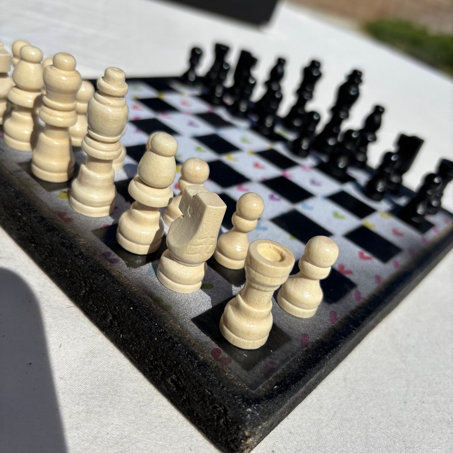 Colorful Hearts - Scrapbook Chess Set