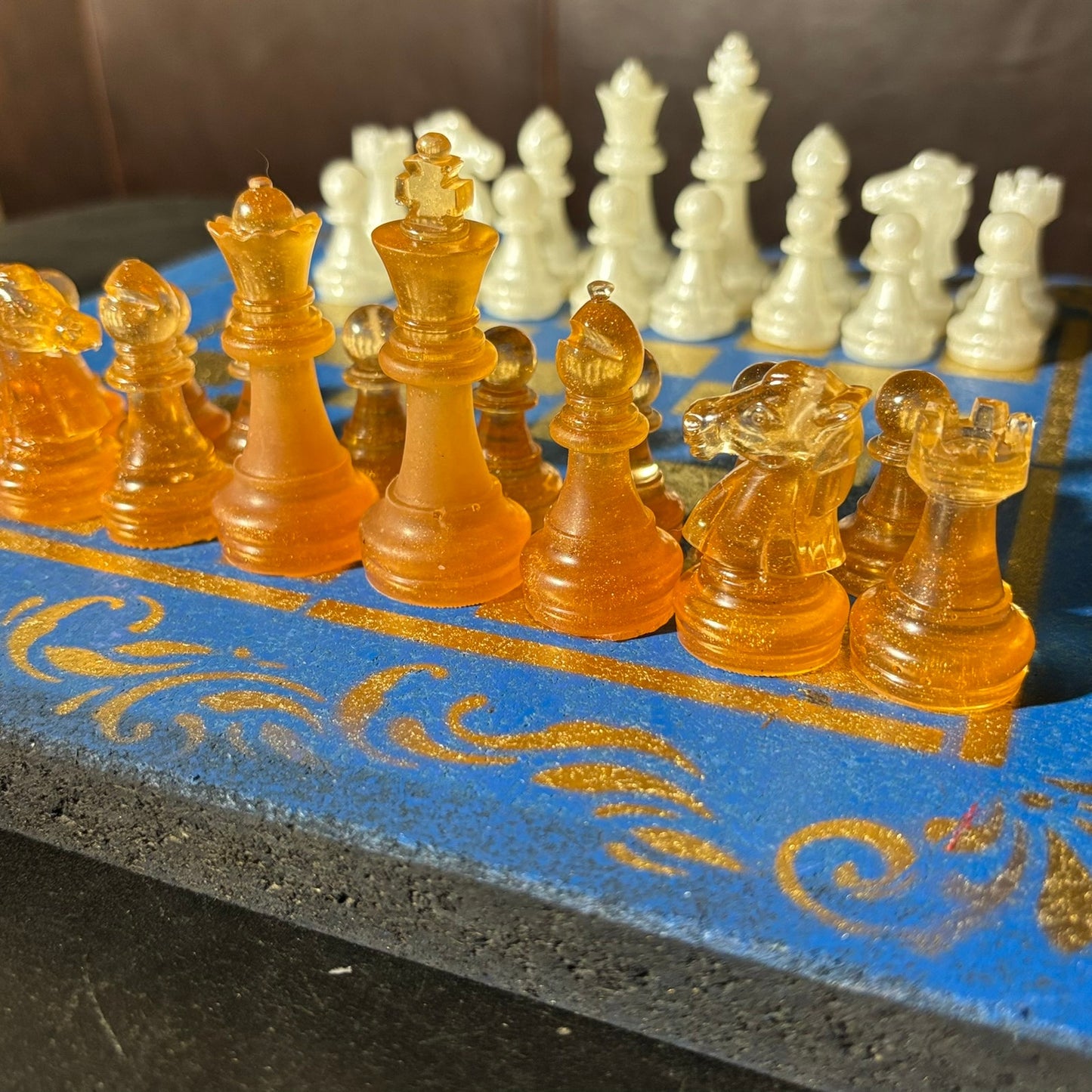 Supreme Blue & Gold- Painted Chess Set
