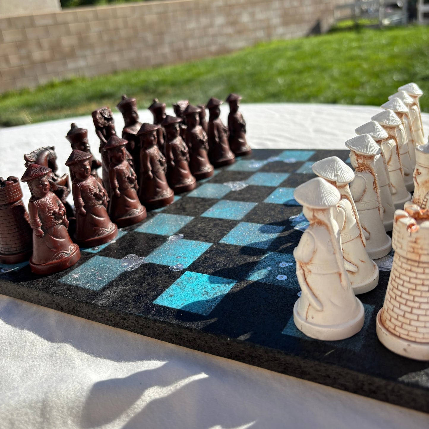Black & Blue Chrome Drip - Chinese Edition Chess Set