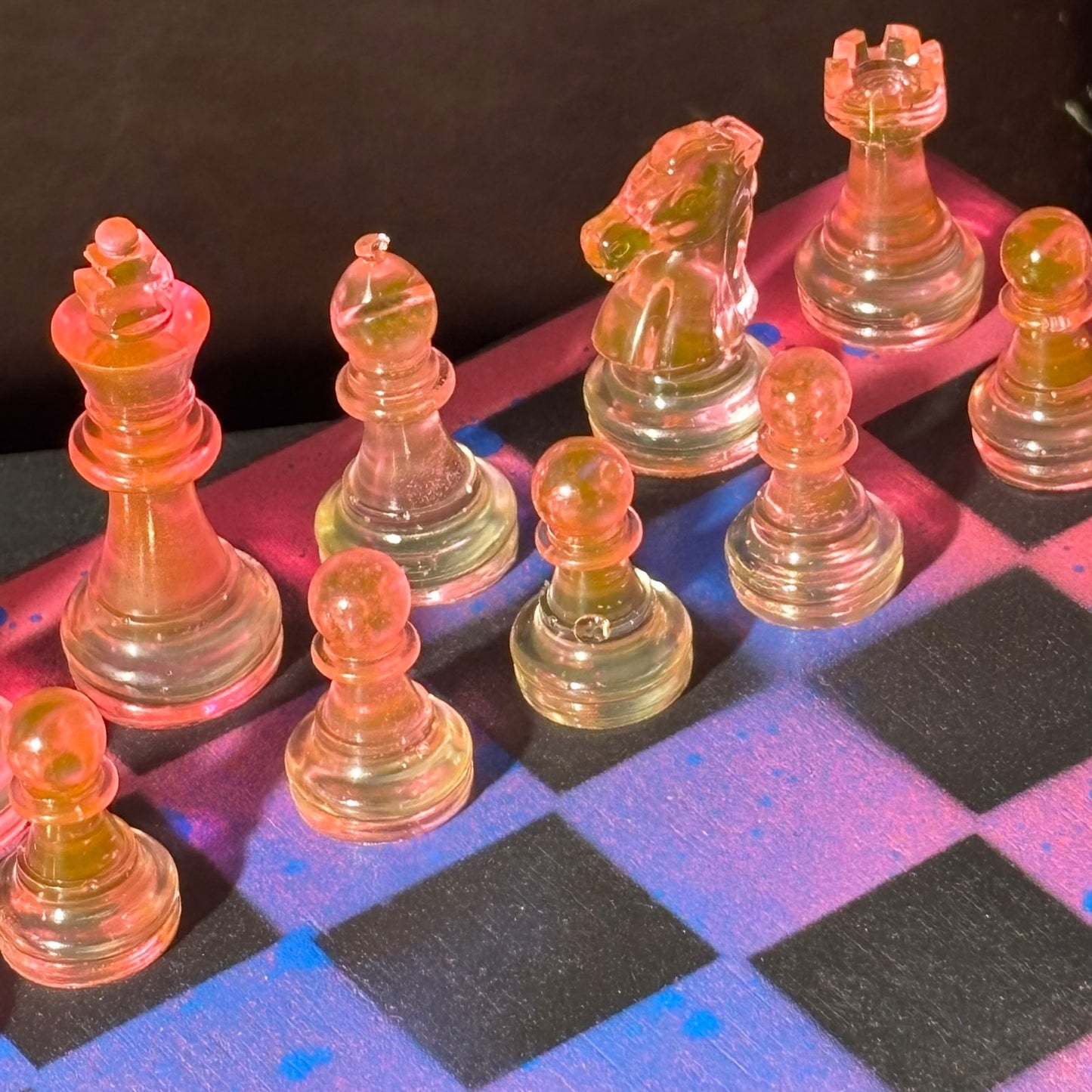 Purple Dripped Space - Painted Chess Set