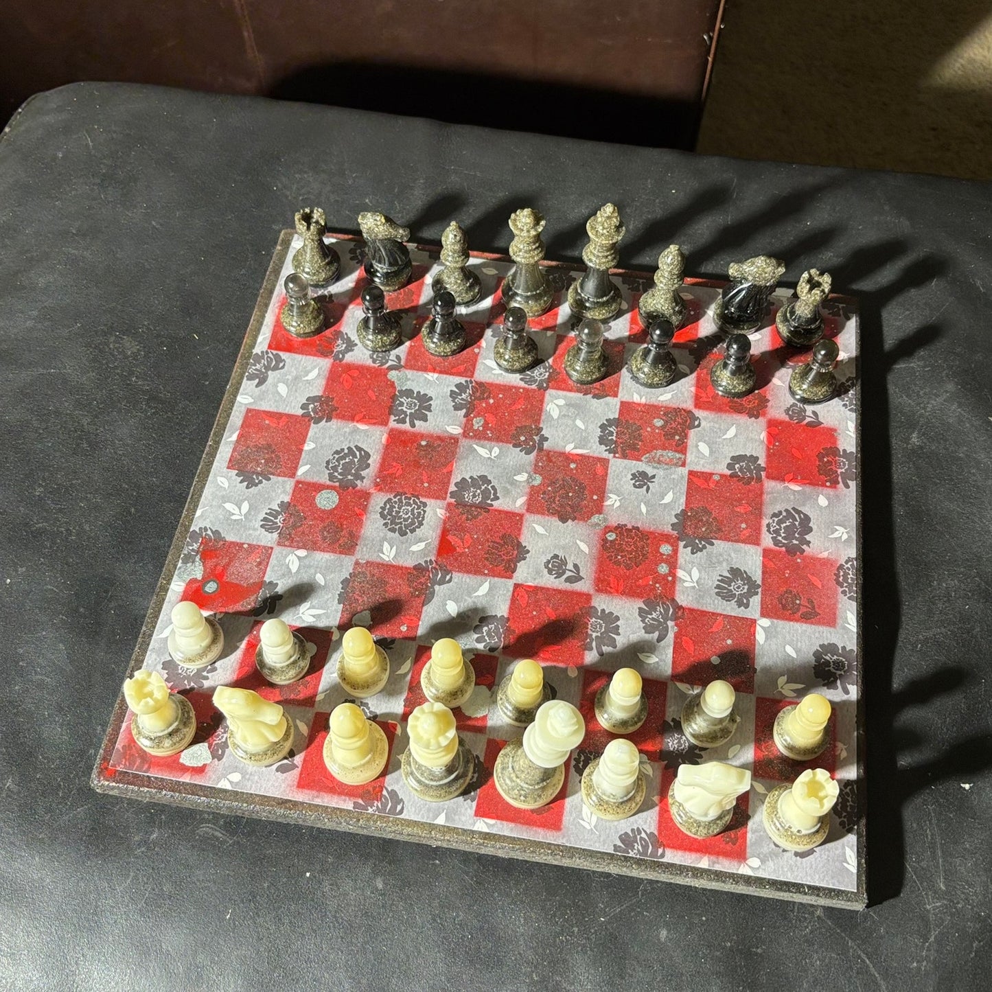 Dark Flower Play - Scrapbook Chess Set