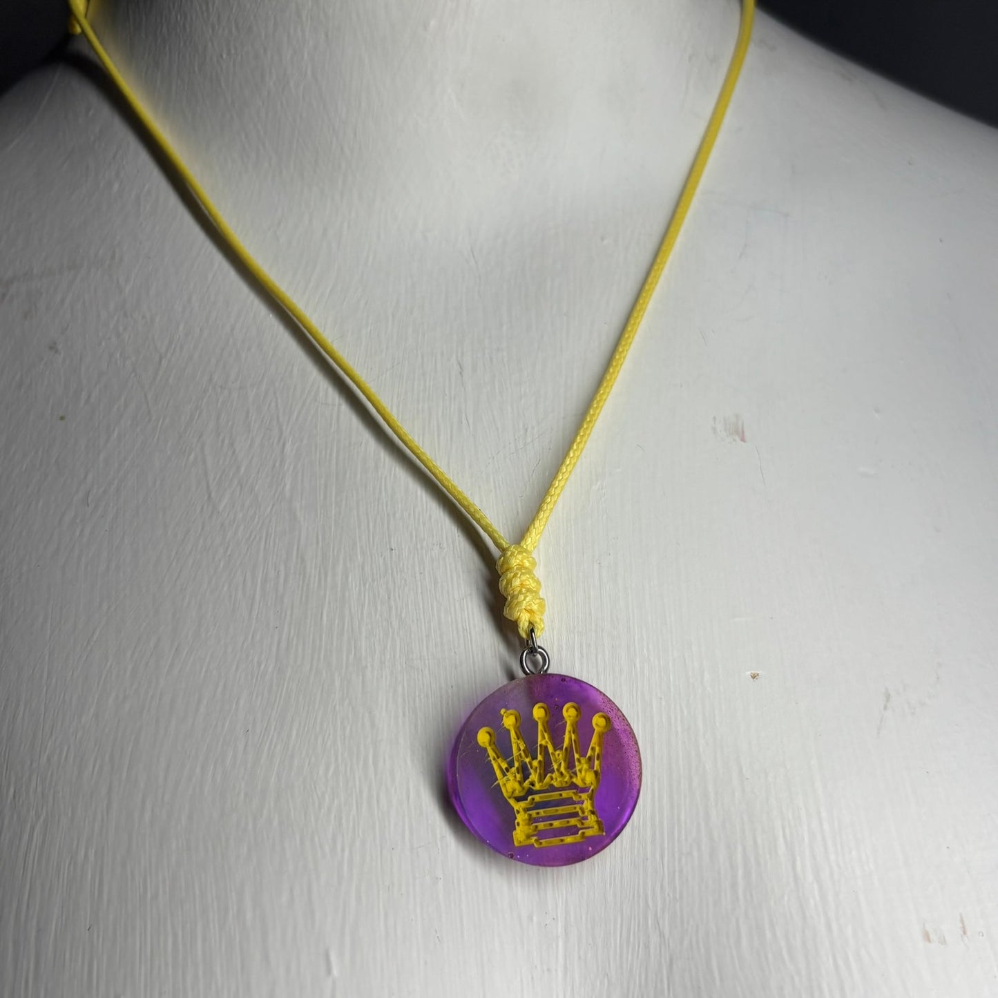 Purple Translucent Queen - Handmade Resin Chess Necklace
