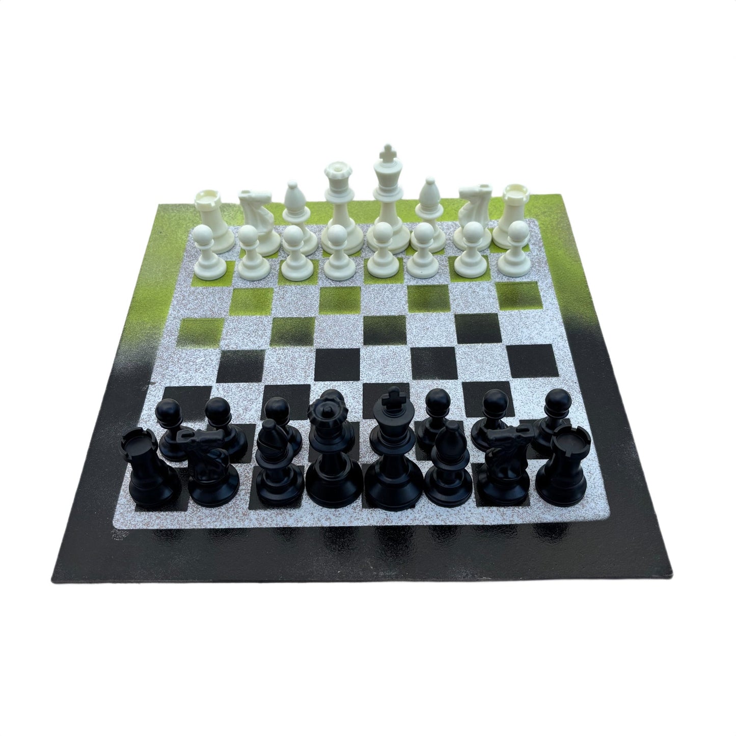 Lime Green & Black - Painted Chess Set