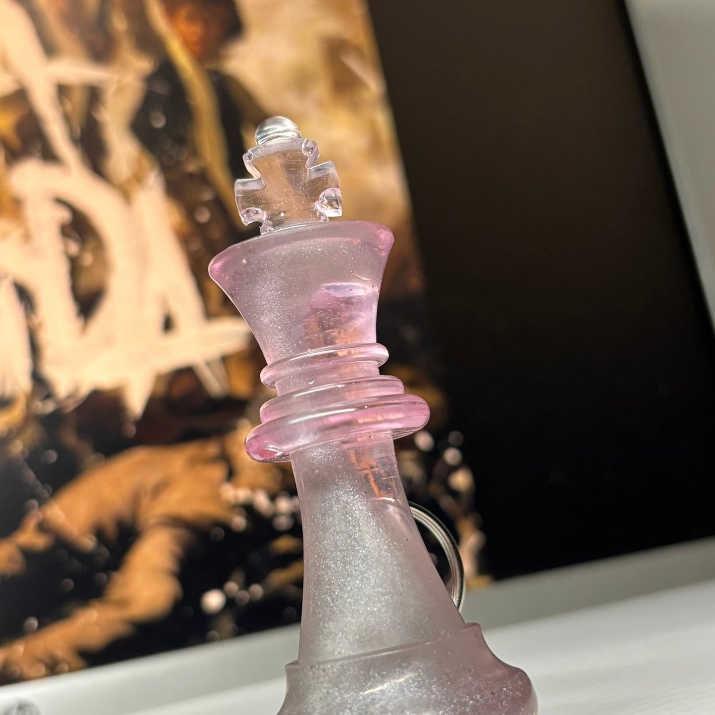 White Pink King - Handmade Resin Keychain - Large Edition