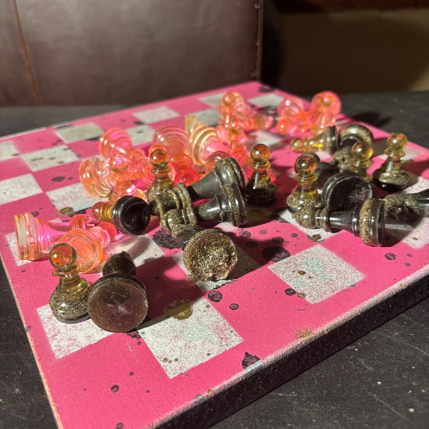 Spotted Pink - Painted Chess Set
