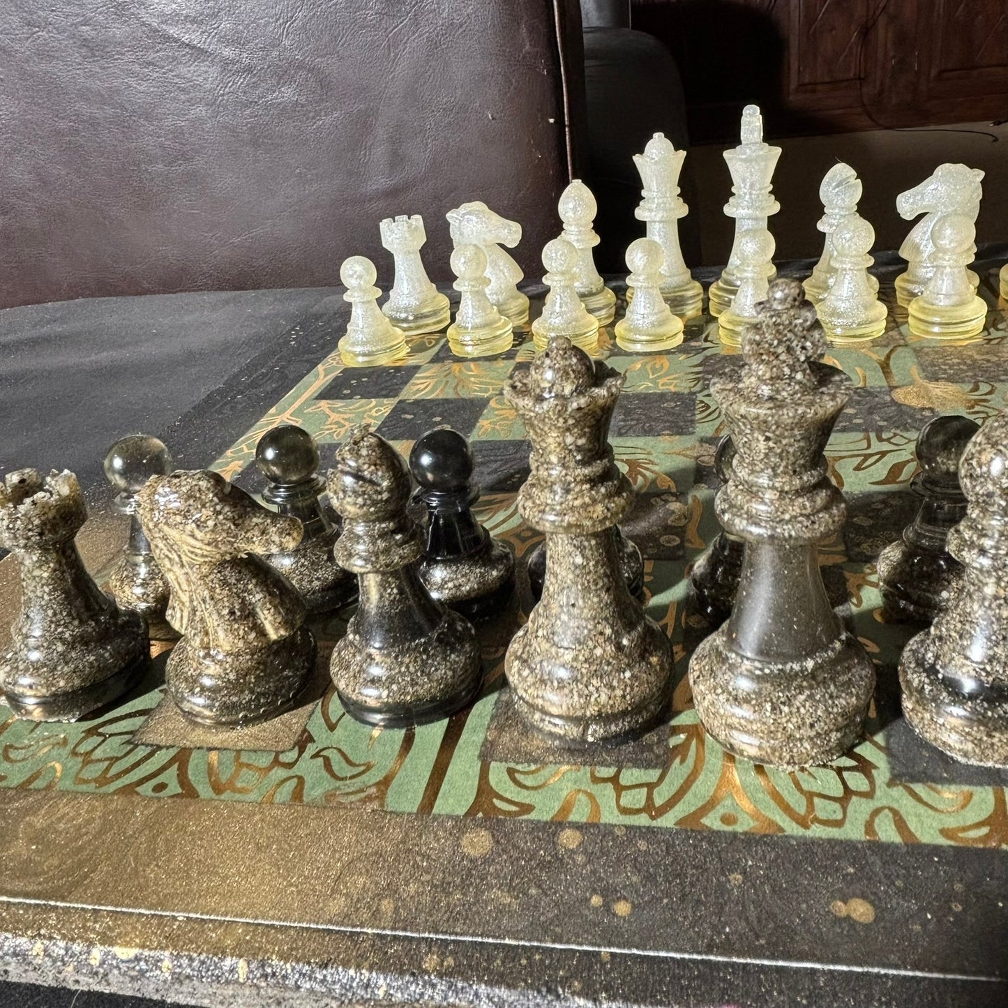 Golden Vintage Green - Scrapbook Chess Set