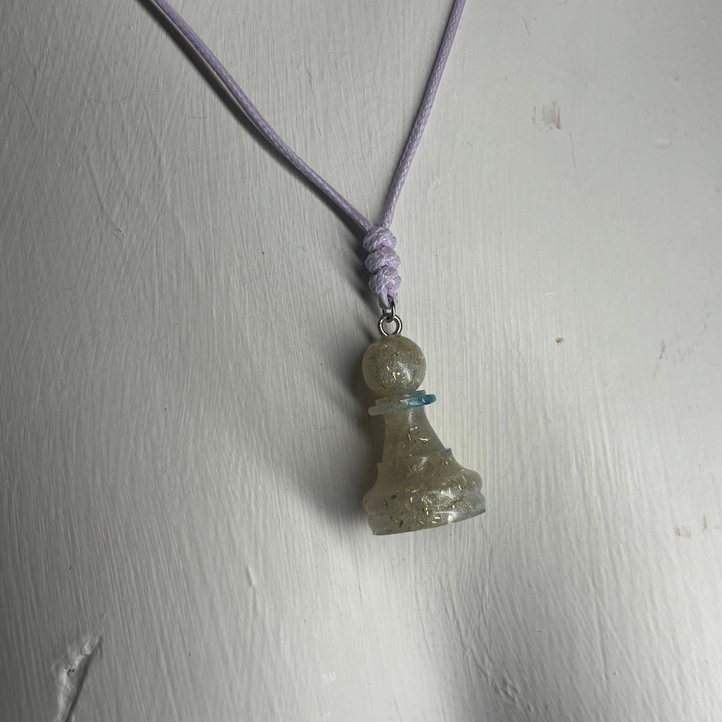 White Crystal Pawn - Handmade Resin Chess Necklace