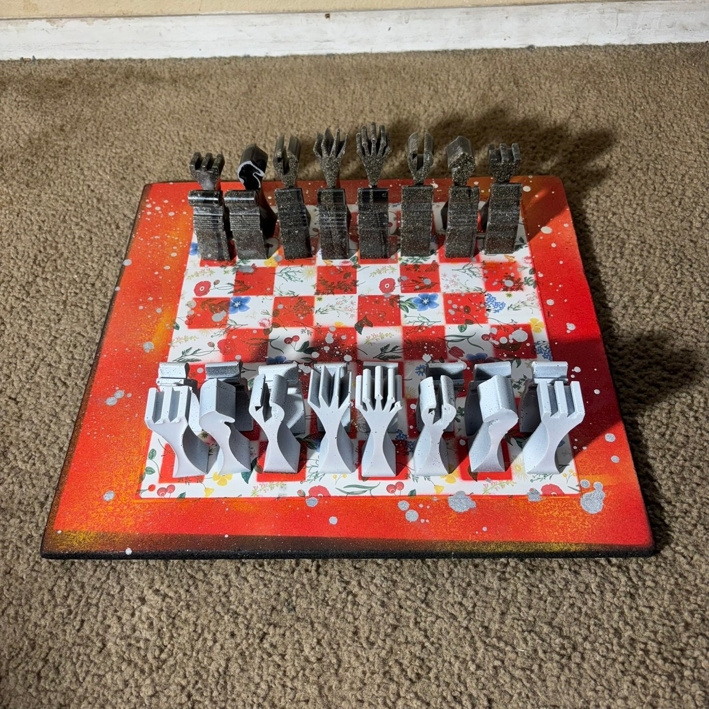Red Orangish Fire - Large Deluxe Chess Set