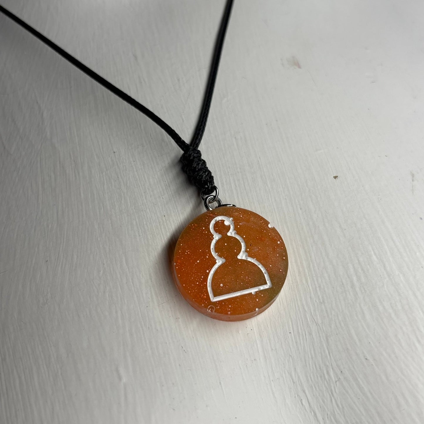 Orange Pawn - Handmade Resin Chess Necklace