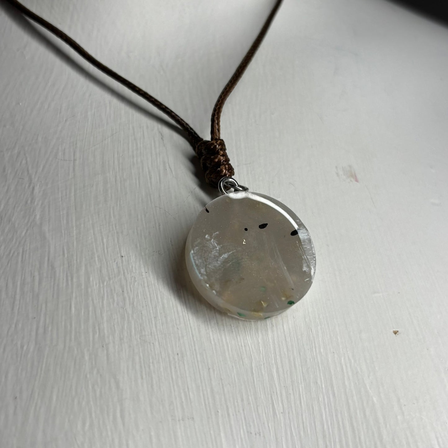 Crystal White Bishop - Handmade Resin Chess Necklace