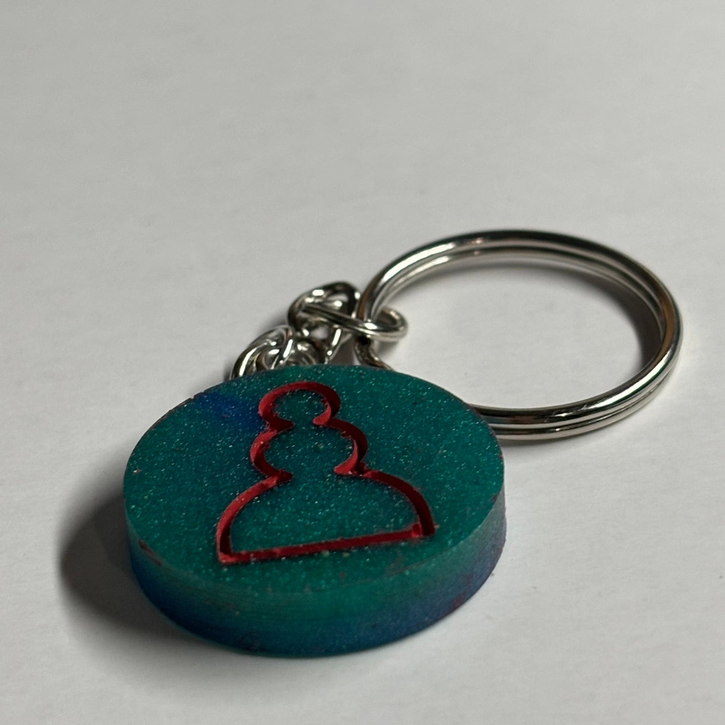 Aqua Green Red Pawn - Handmade Resin Keychain
