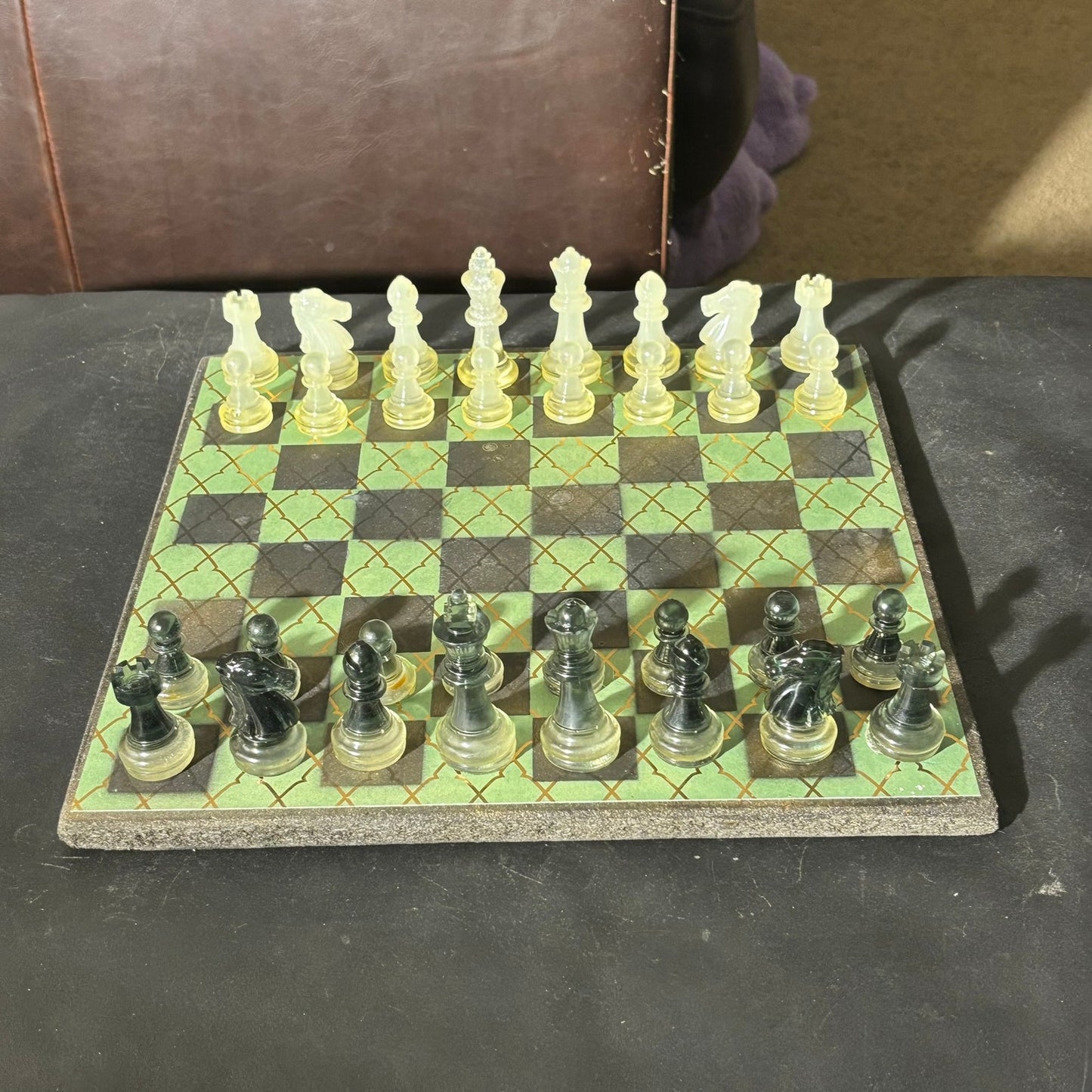 Gold Striped Green - Scrapbook Chess Set