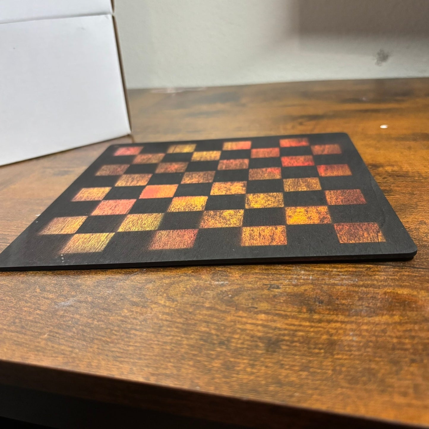 Ember Fire Black - Painted Thin Wooden Chess Board