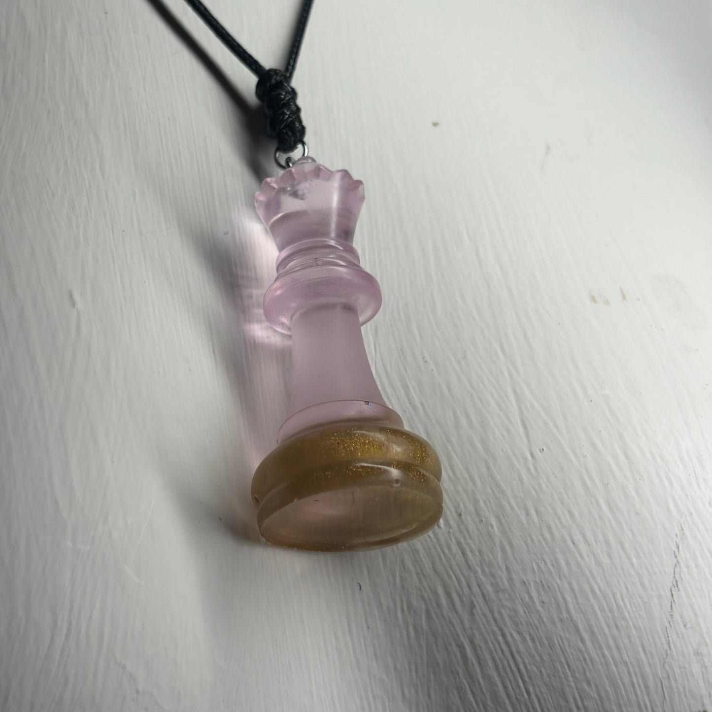 Pretty Pink Queen - Handmade Resin Chess Necklace