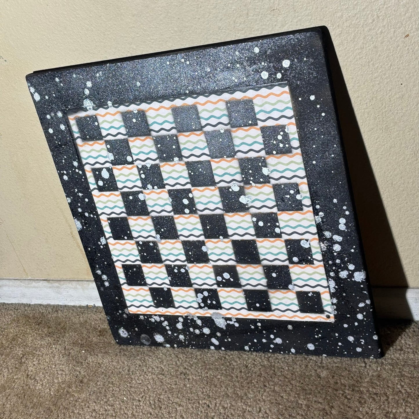 Wiggled Lines Chrome Drip - Large Scrapbook Chess Board