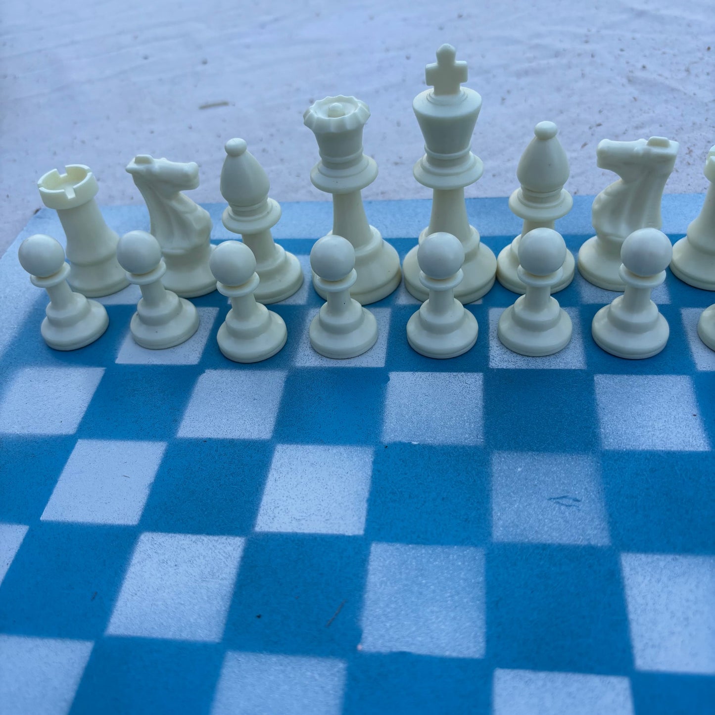 Blue & White - Painted Chess Set