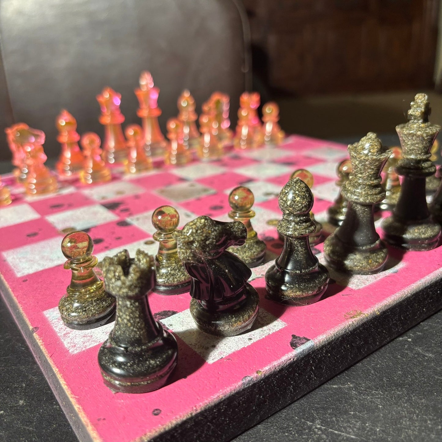 Spotted Pink - Painted Chess Set