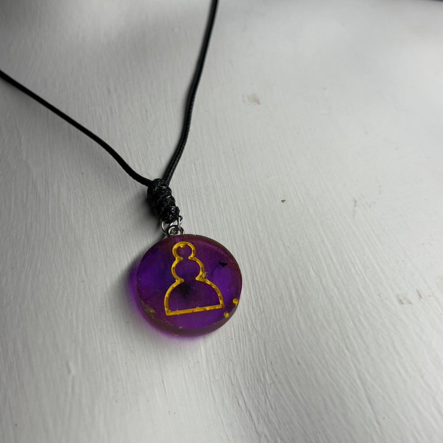 Translucent Purple Pawn - Handmade Resin Chess Necklace