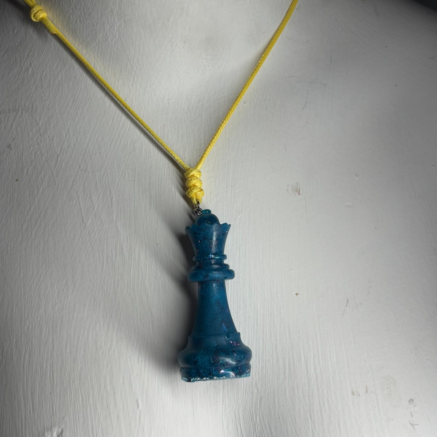 Blue Queen - Handmade Resin Chess Necklace