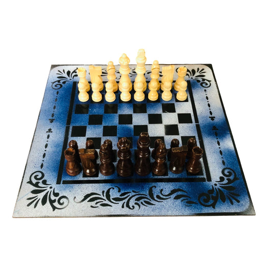 Snow Blue - Painted Chess Set