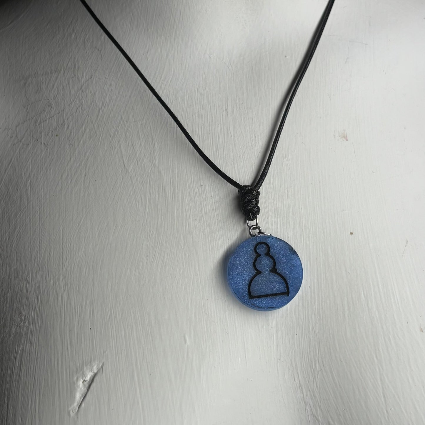 Blue Pawn - Handmade Resin Chess Necklace