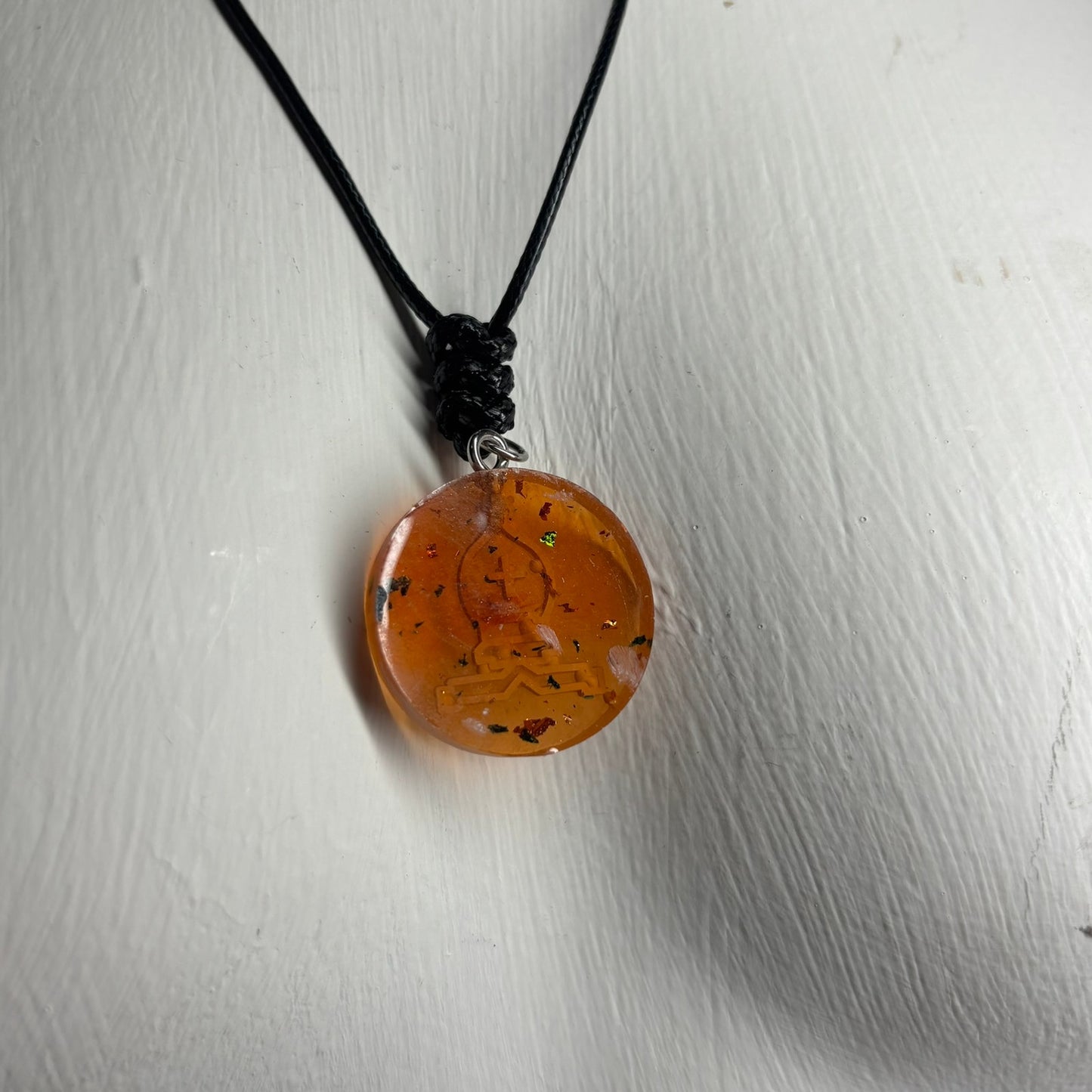 Amber Orange Bishop - Handmade Resin Chess Necklace