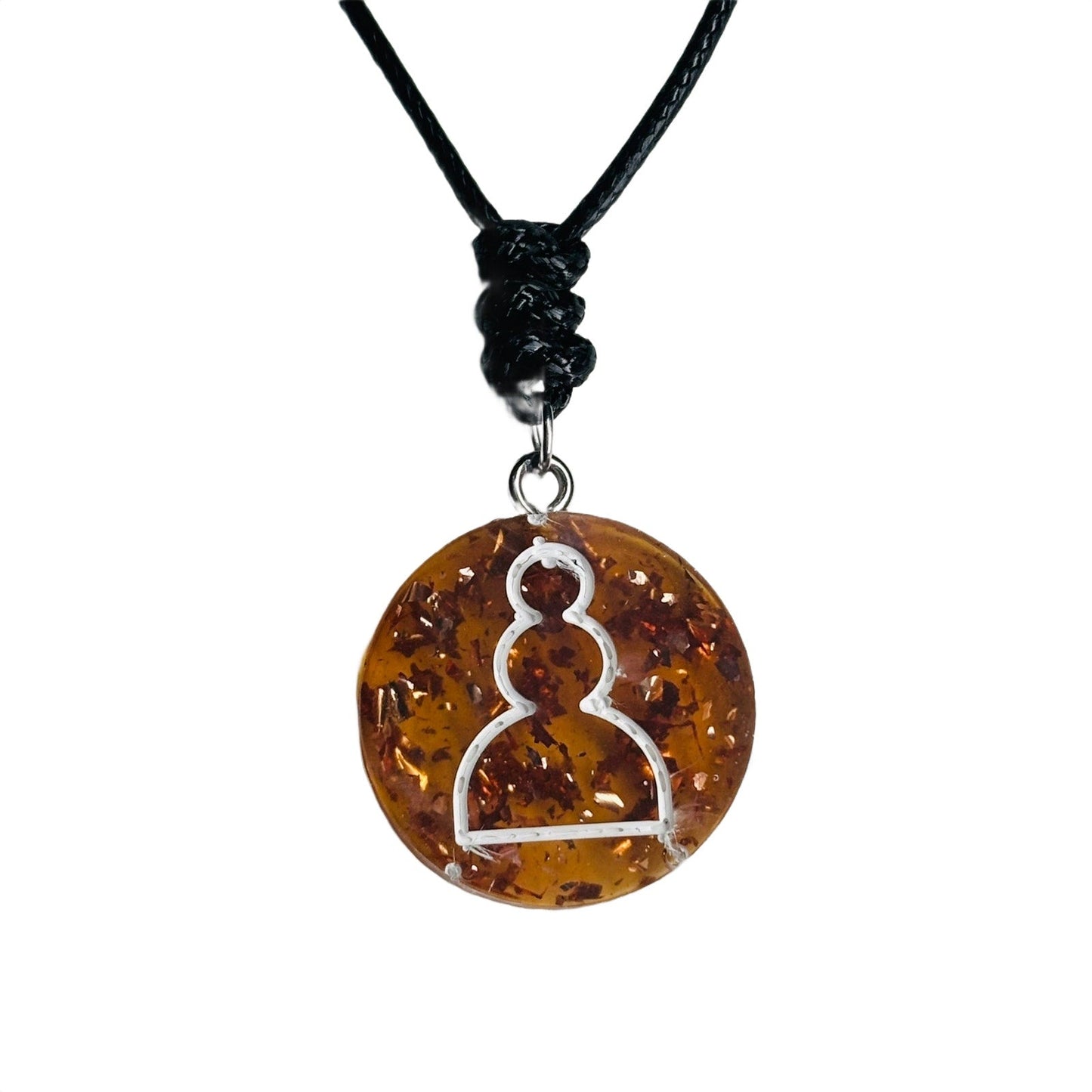 🎁 Amber Pawn - Handmade Resin Chess Necklace (100% off)