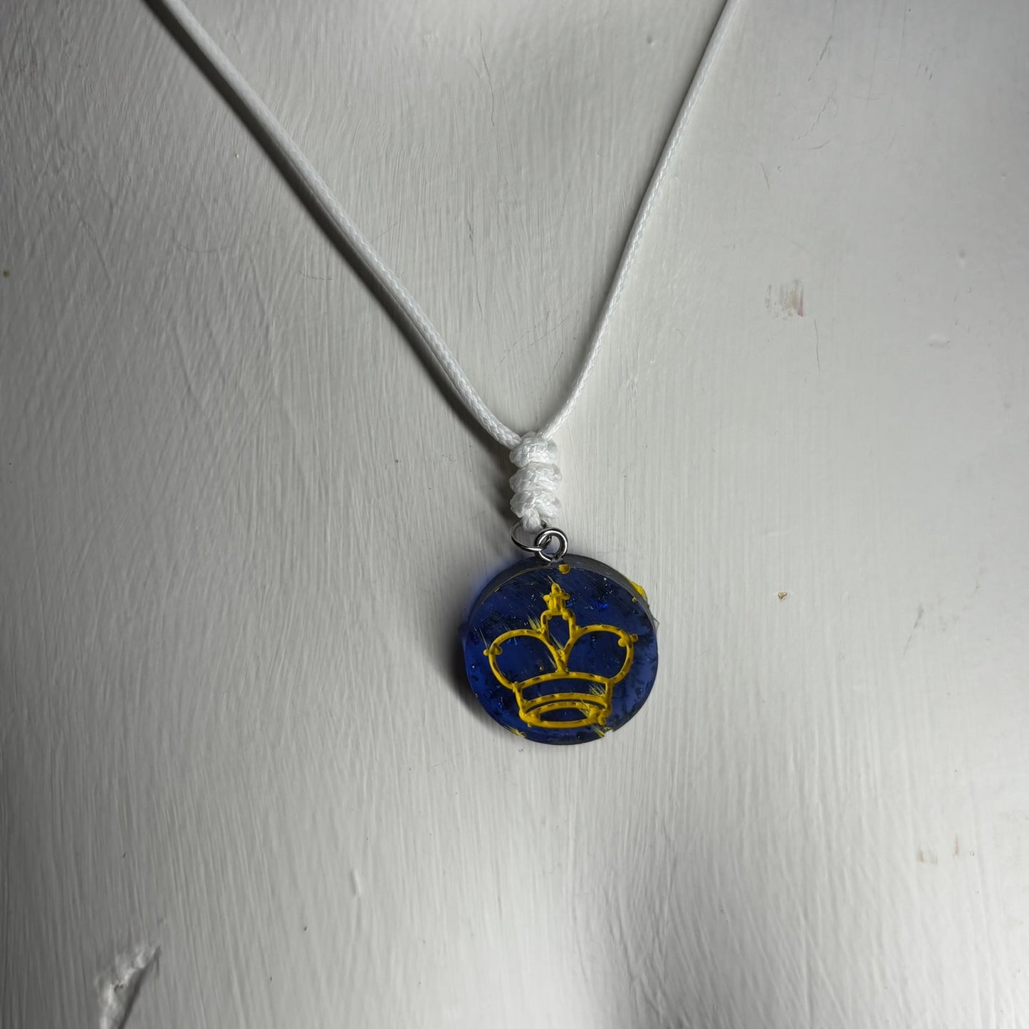 Royal Blue King - Handmade Resin Chess Necklace