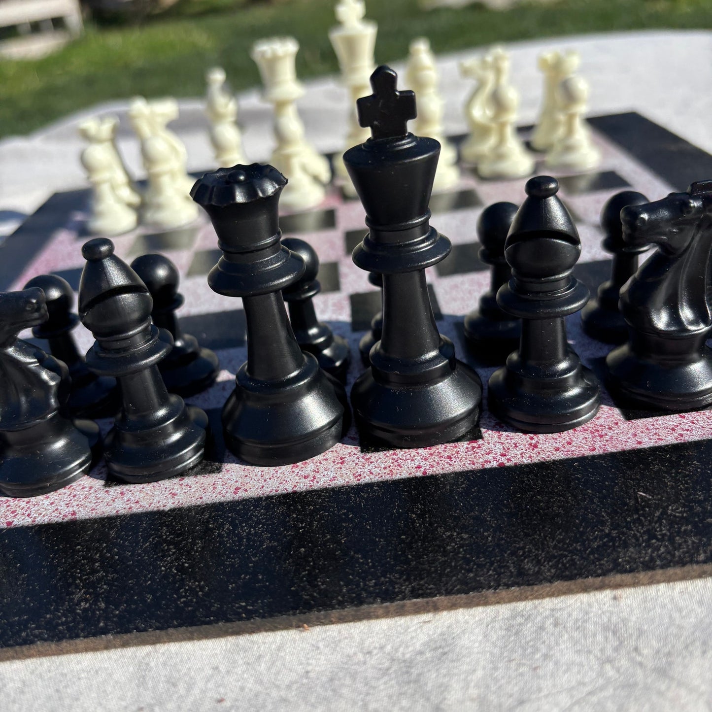 Sprinkled Red - Painted Chess Set