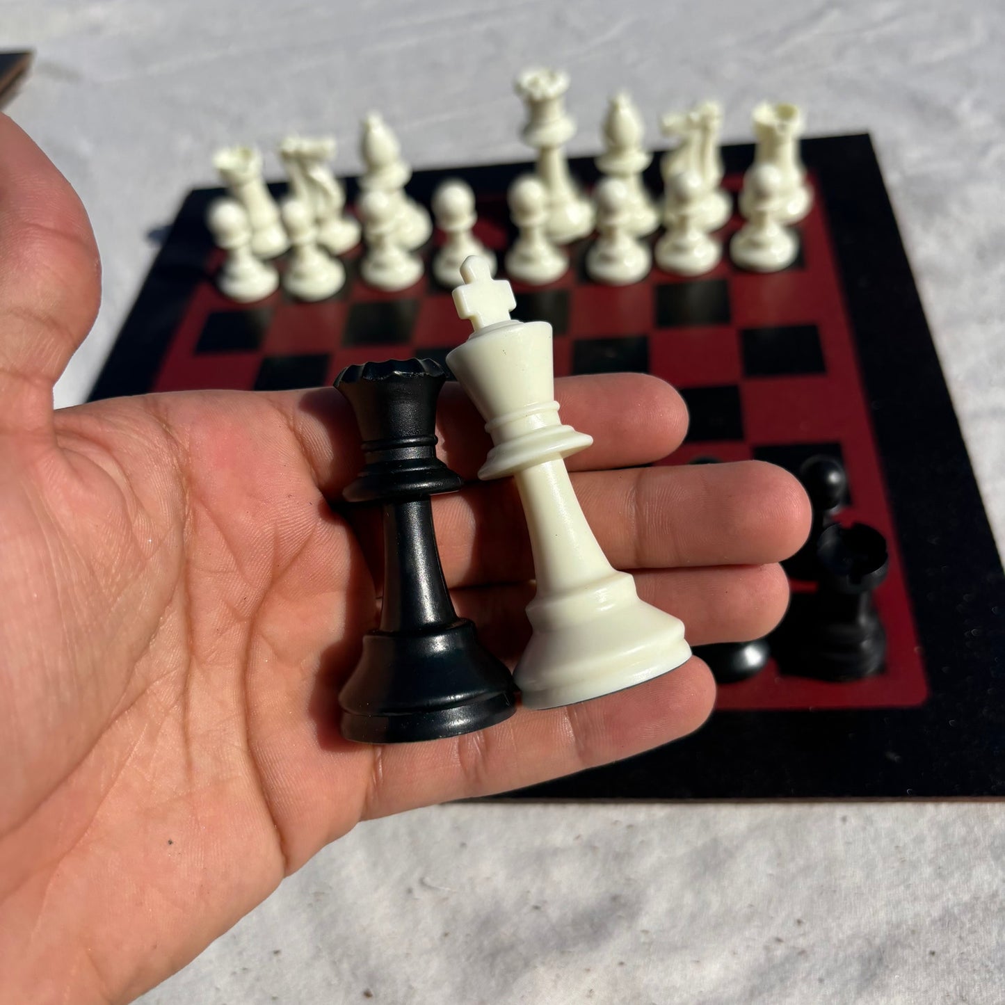 Wine Red- Painted Chess Set