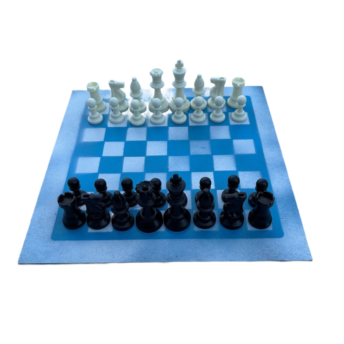 Blue & White - Painted Chess Set