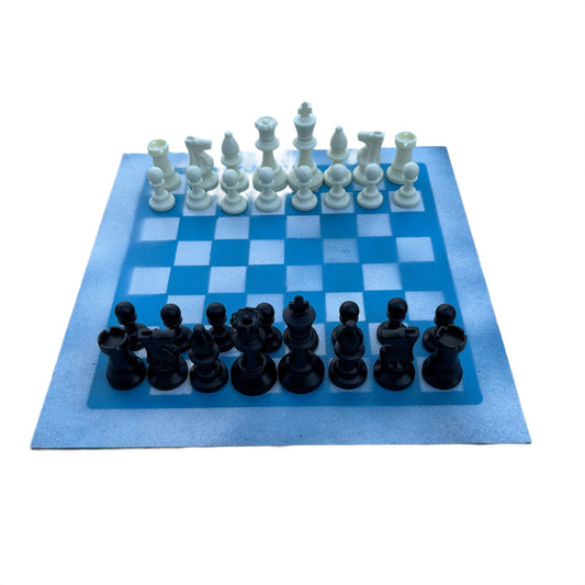 Blue & White - Painted Chess Set