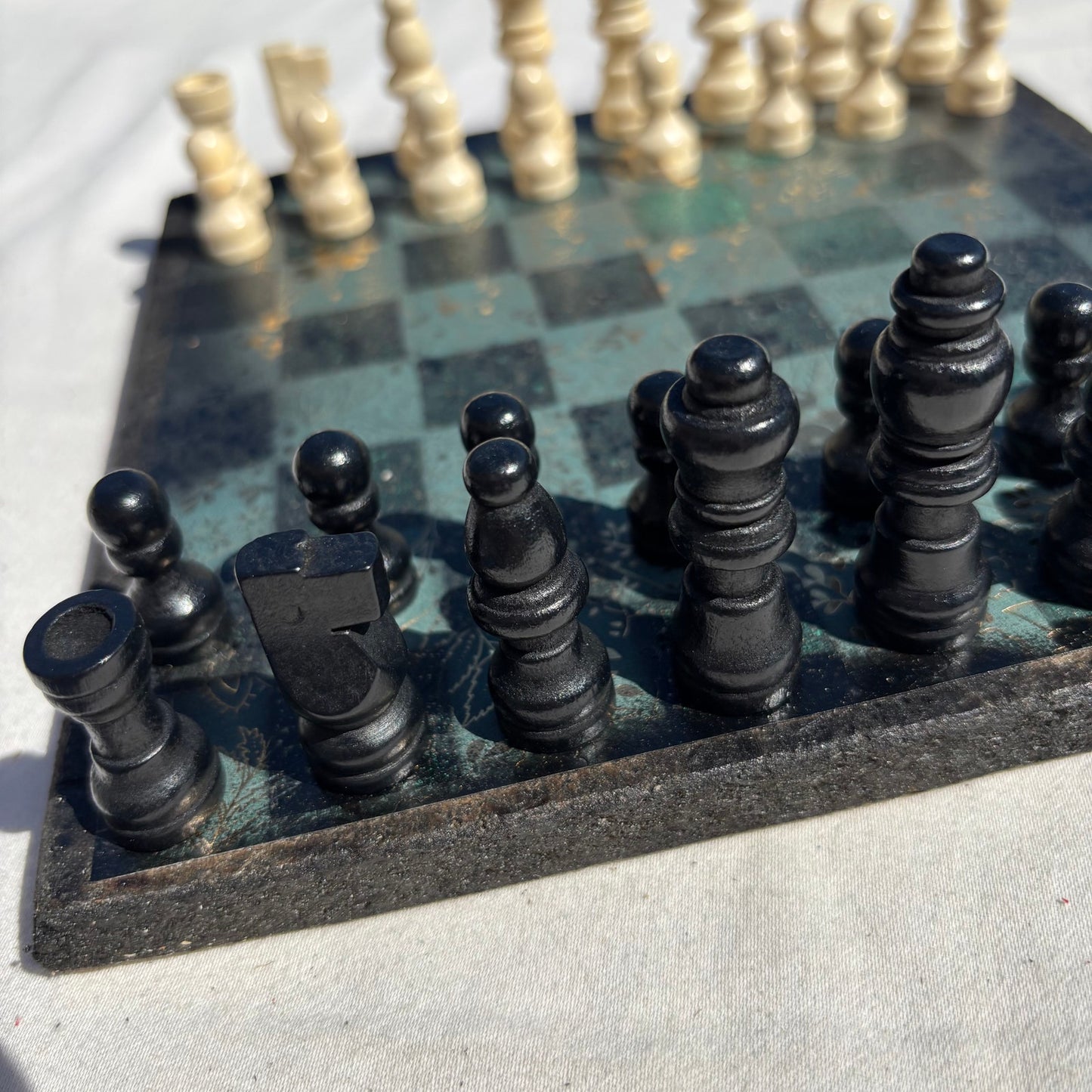 Sparkle Green Gold - Scrapbook Chess Set
