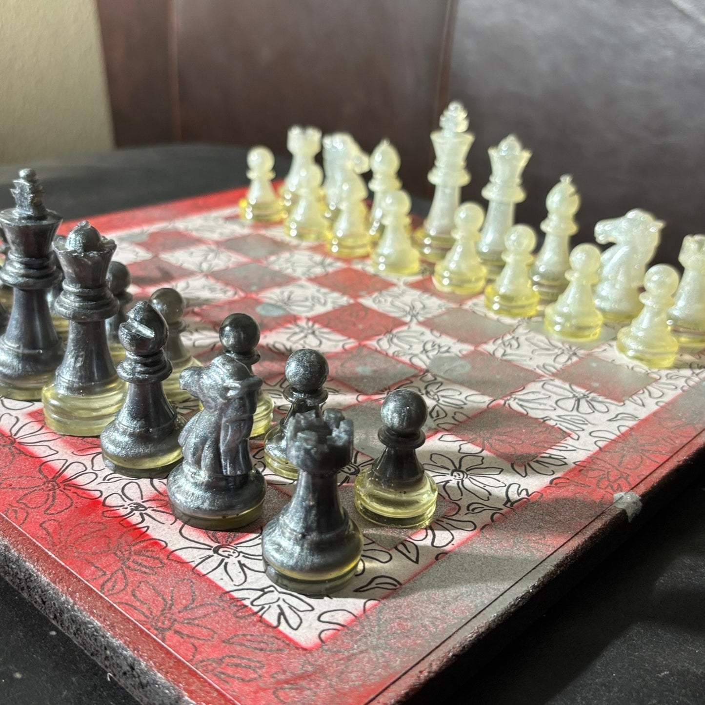 Silver Mist Red - Scrapbook Chess Set