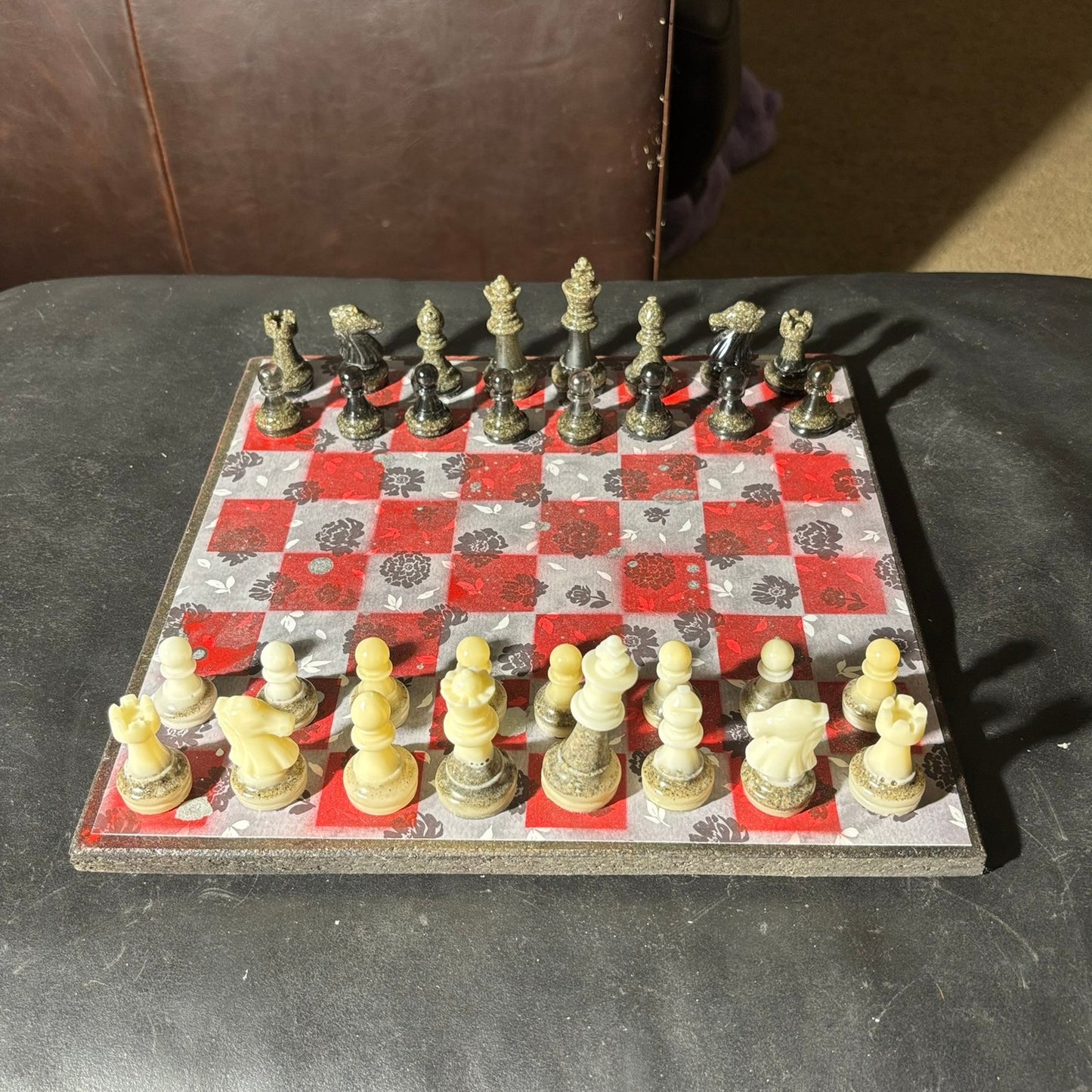 Dark Flower Play - Scrapbook Chess Set
