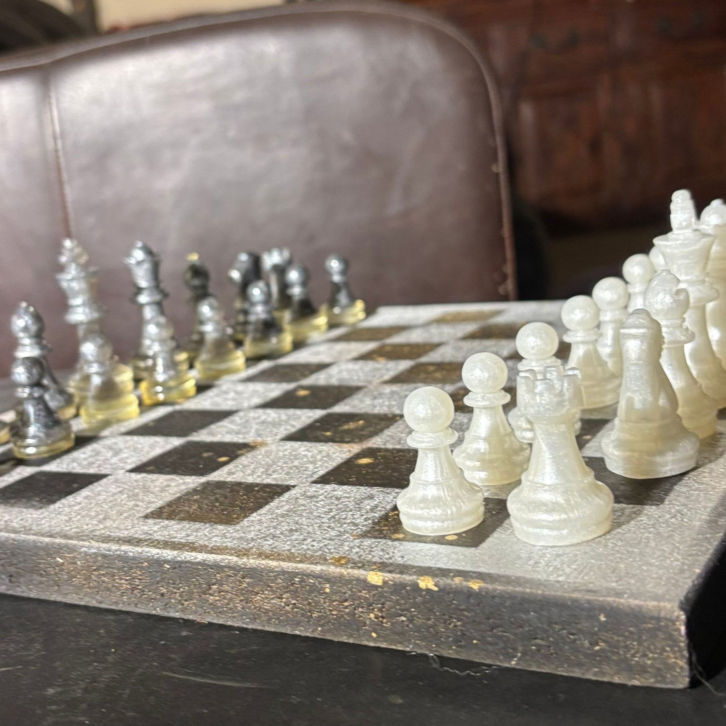 Silver Chrome Gold - Painted Chess Set