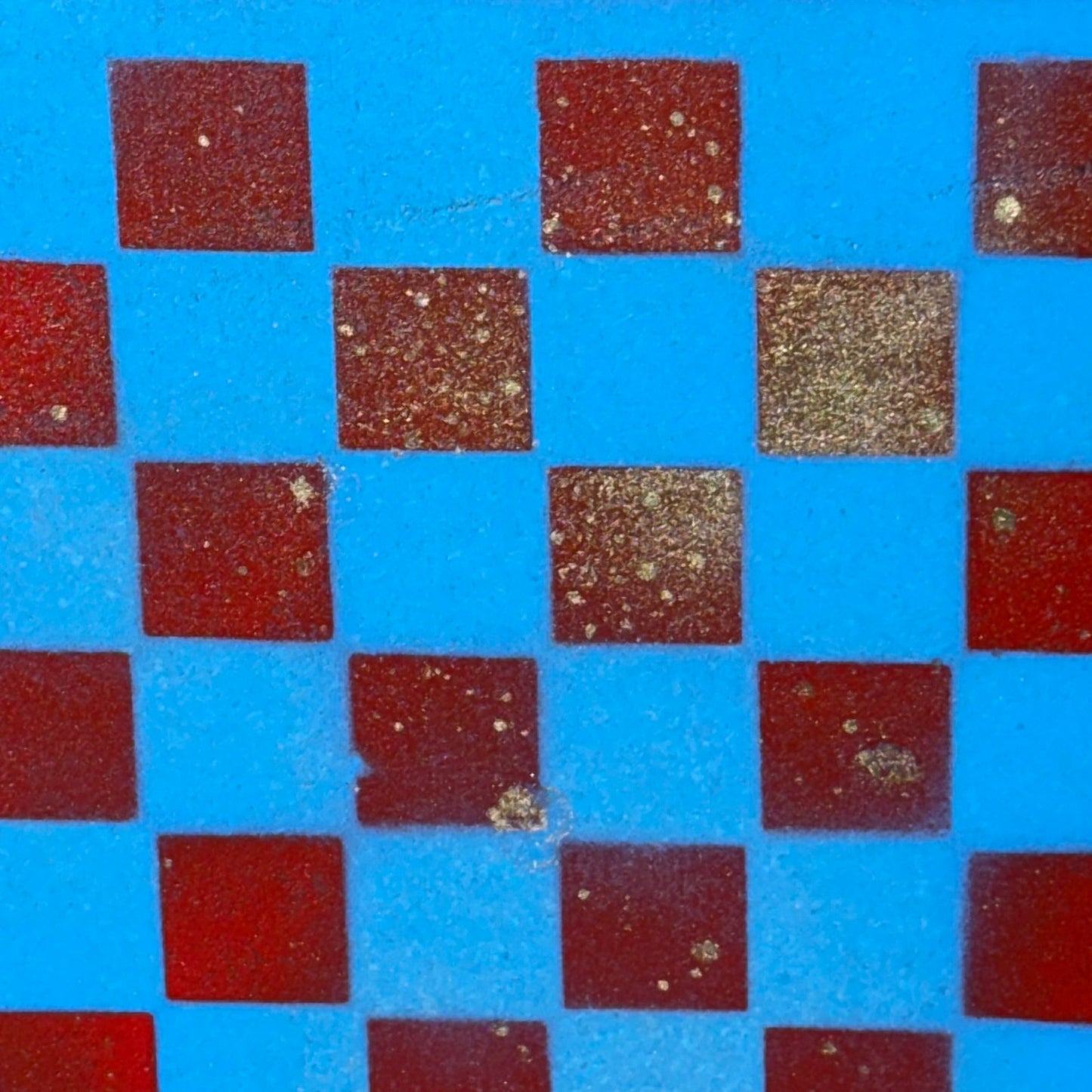 Blue & Red Sprinkled Gold - Painted Chess Board