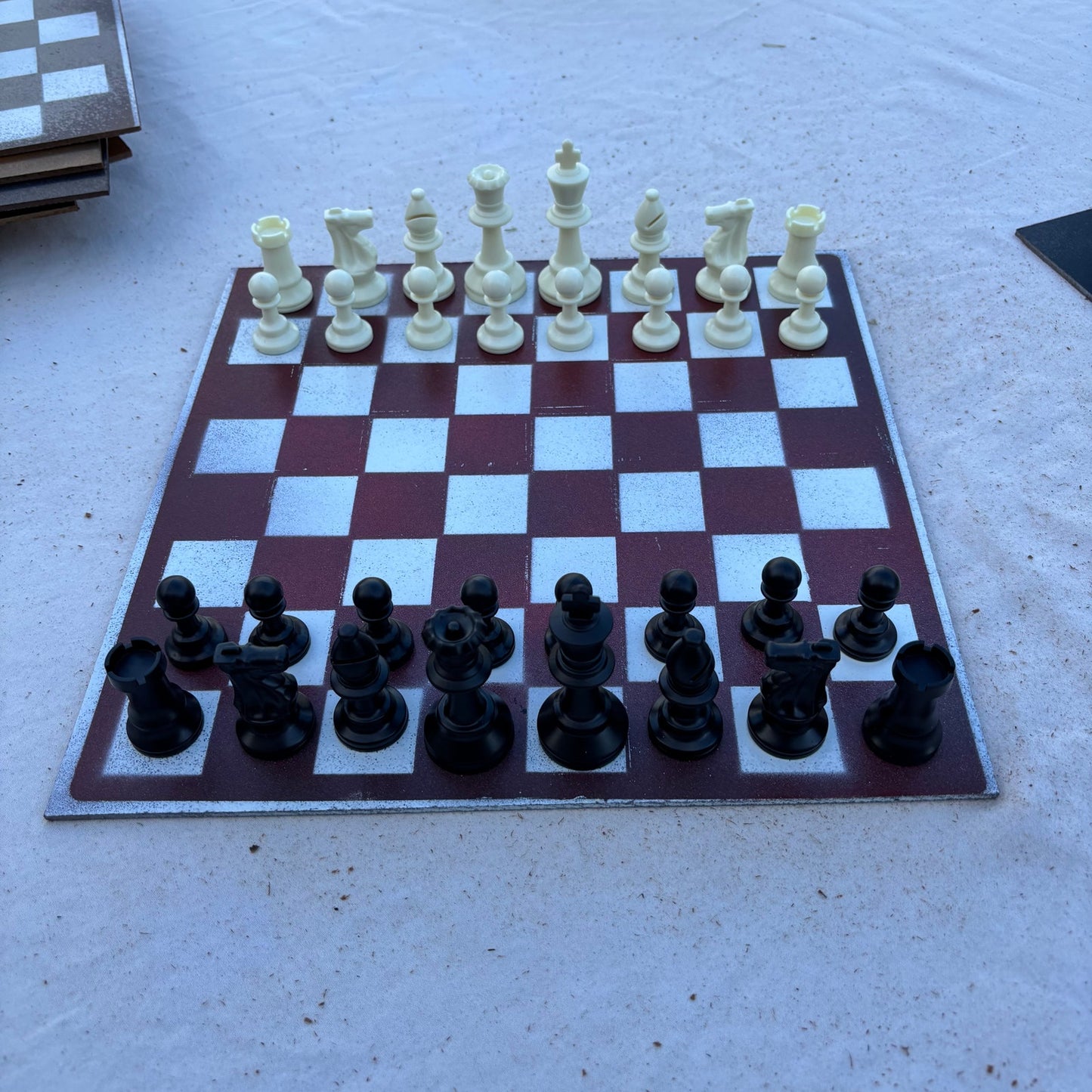 Simple Red - Painted Chess Set