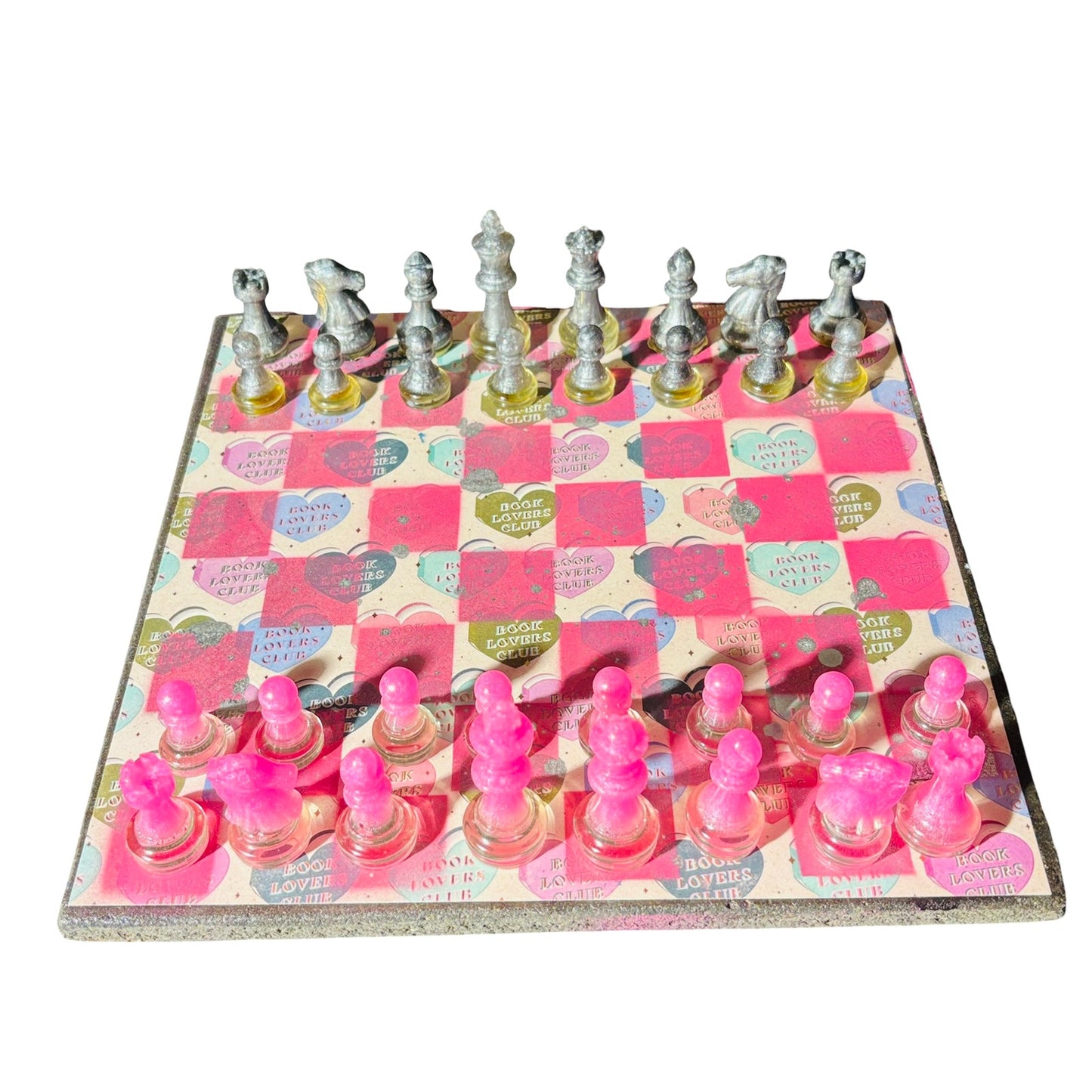 Pink Hearts - Scrapbook Chess Set