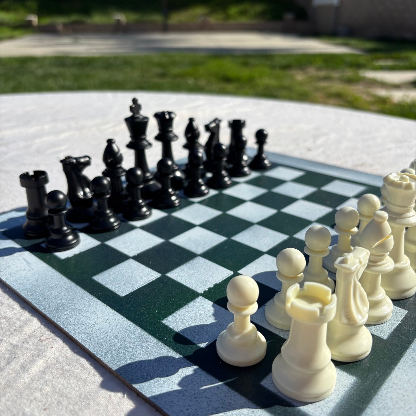 Darkened Green - Painted Chess Set