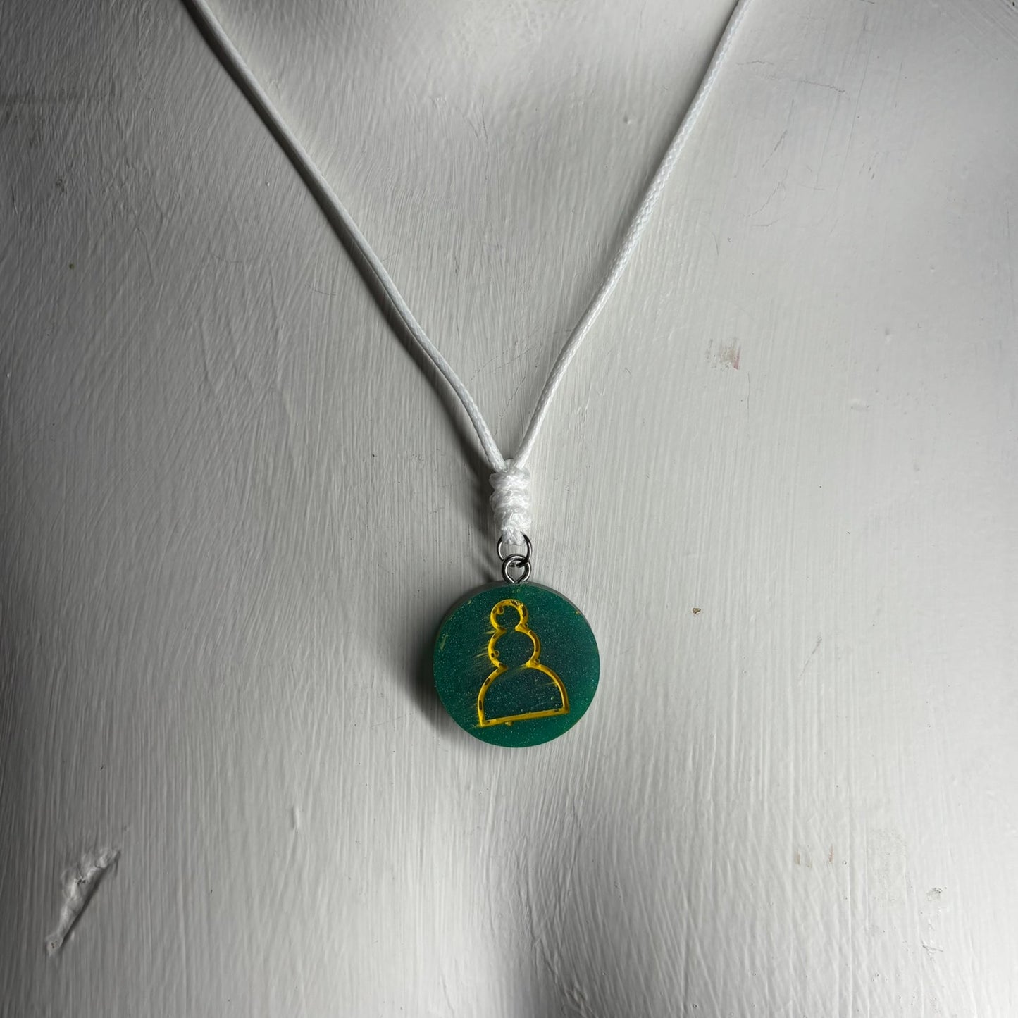 Splendid Green Pawn - Handmade Resin Chess Necklace