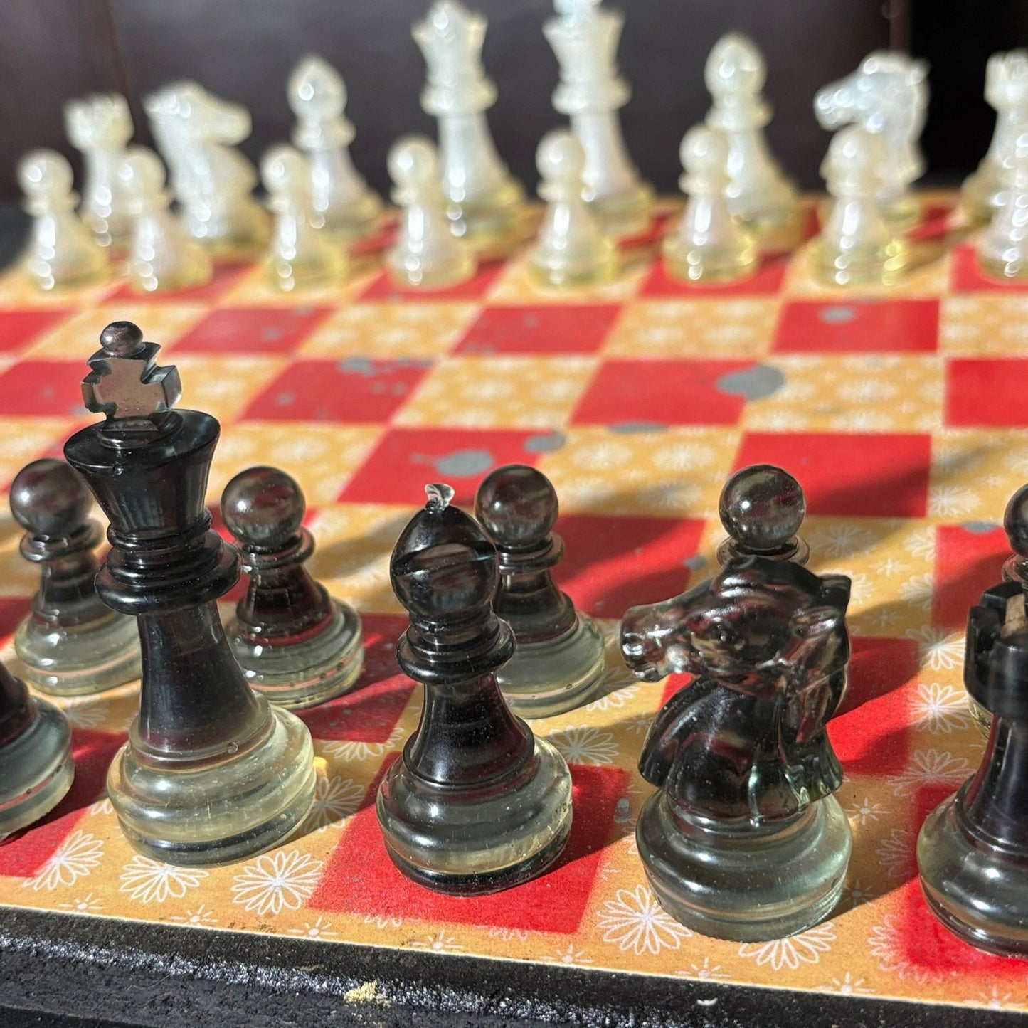 Yellow Patterned Red - Scrapbook Chess Set