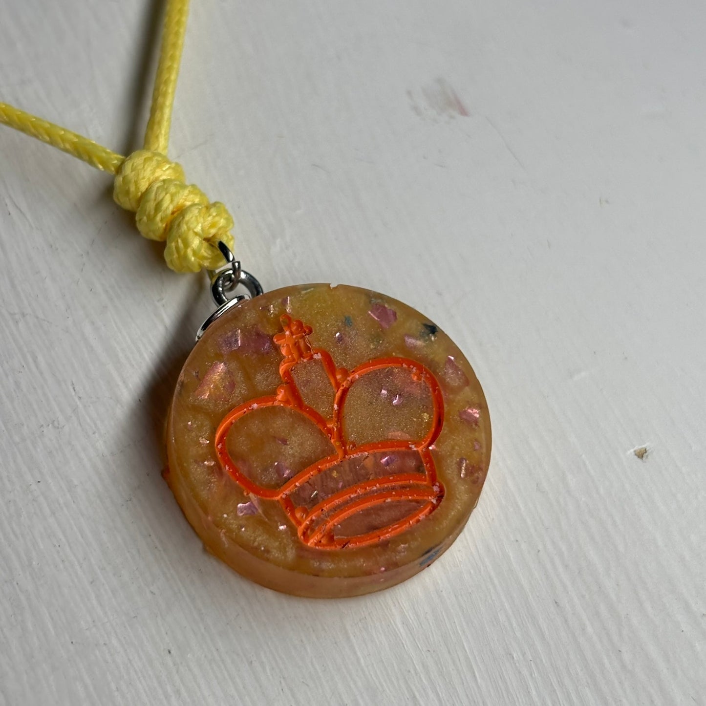 Sunset Orange King - Handmade Resin Chess Necklace