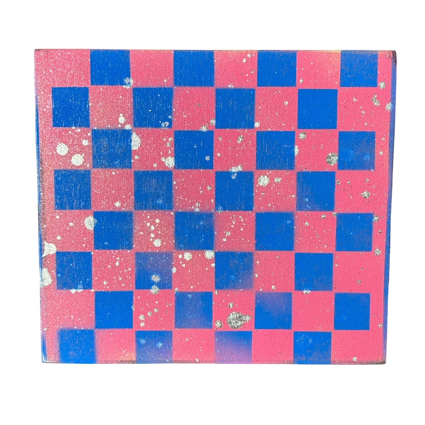 Pink & Blue Splatter - Painted Chess Board