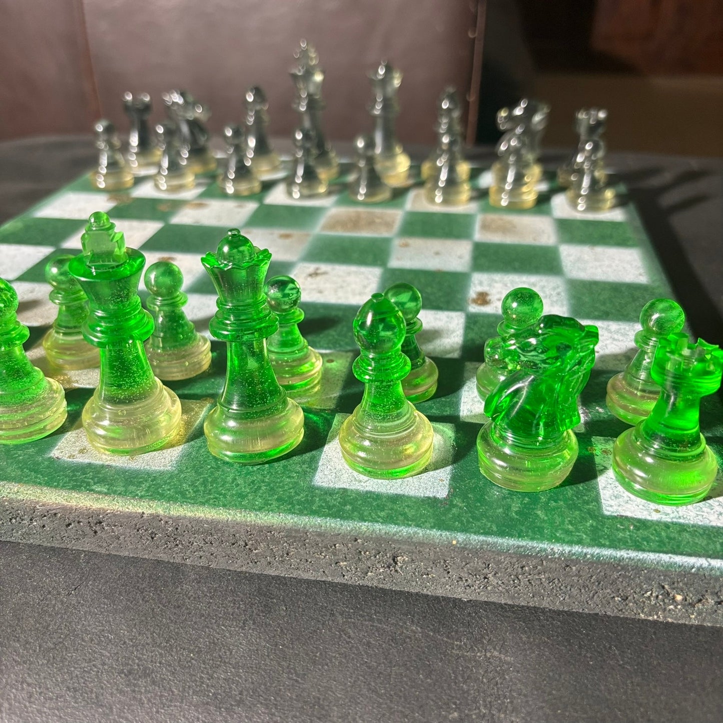 Goldish Green - Painted Chess Set